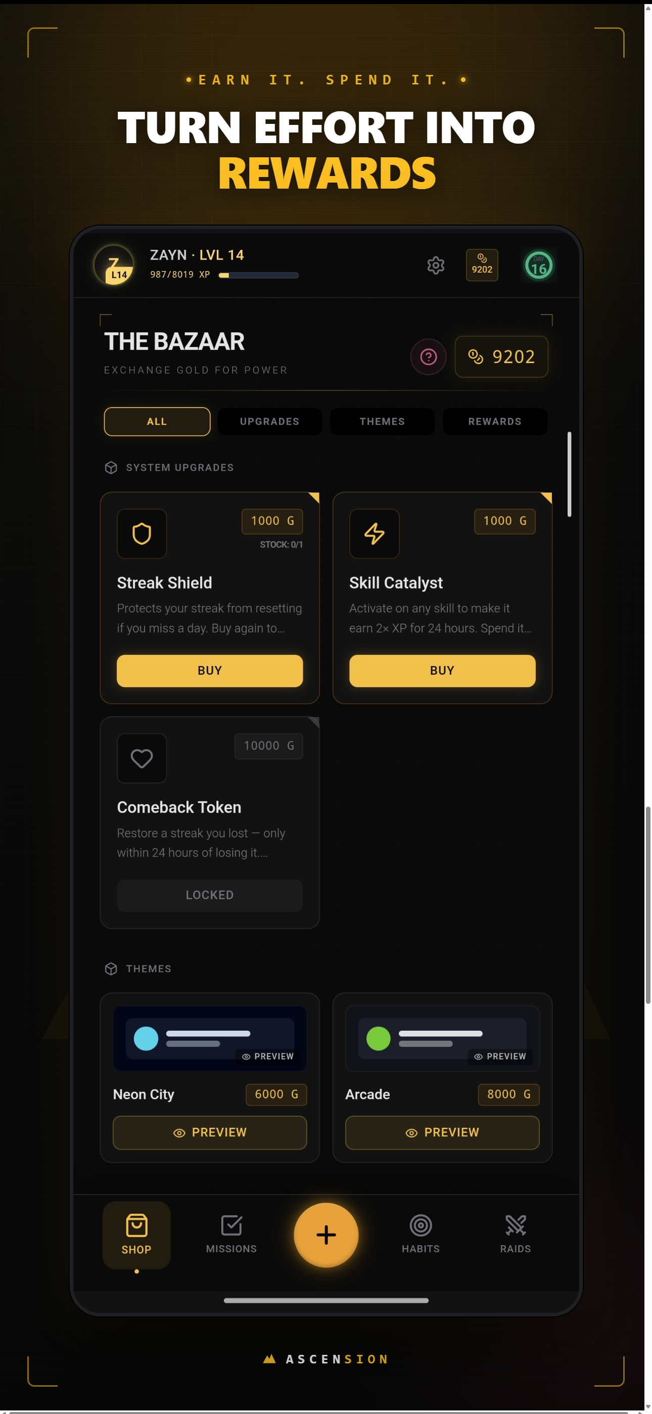 Ascension in-app shop, The Bazaar