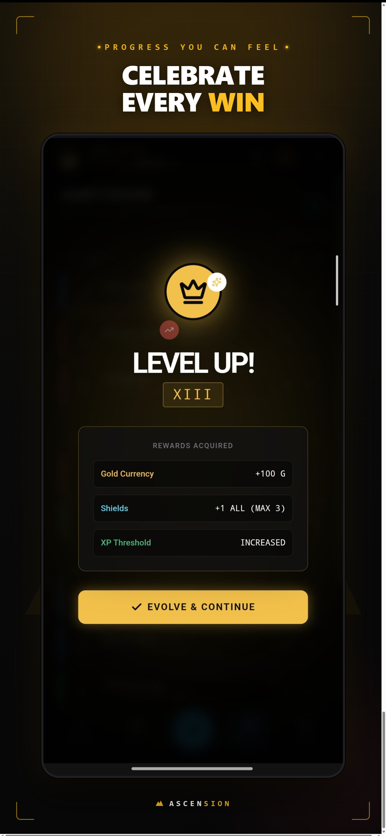 Ascension level up celebration